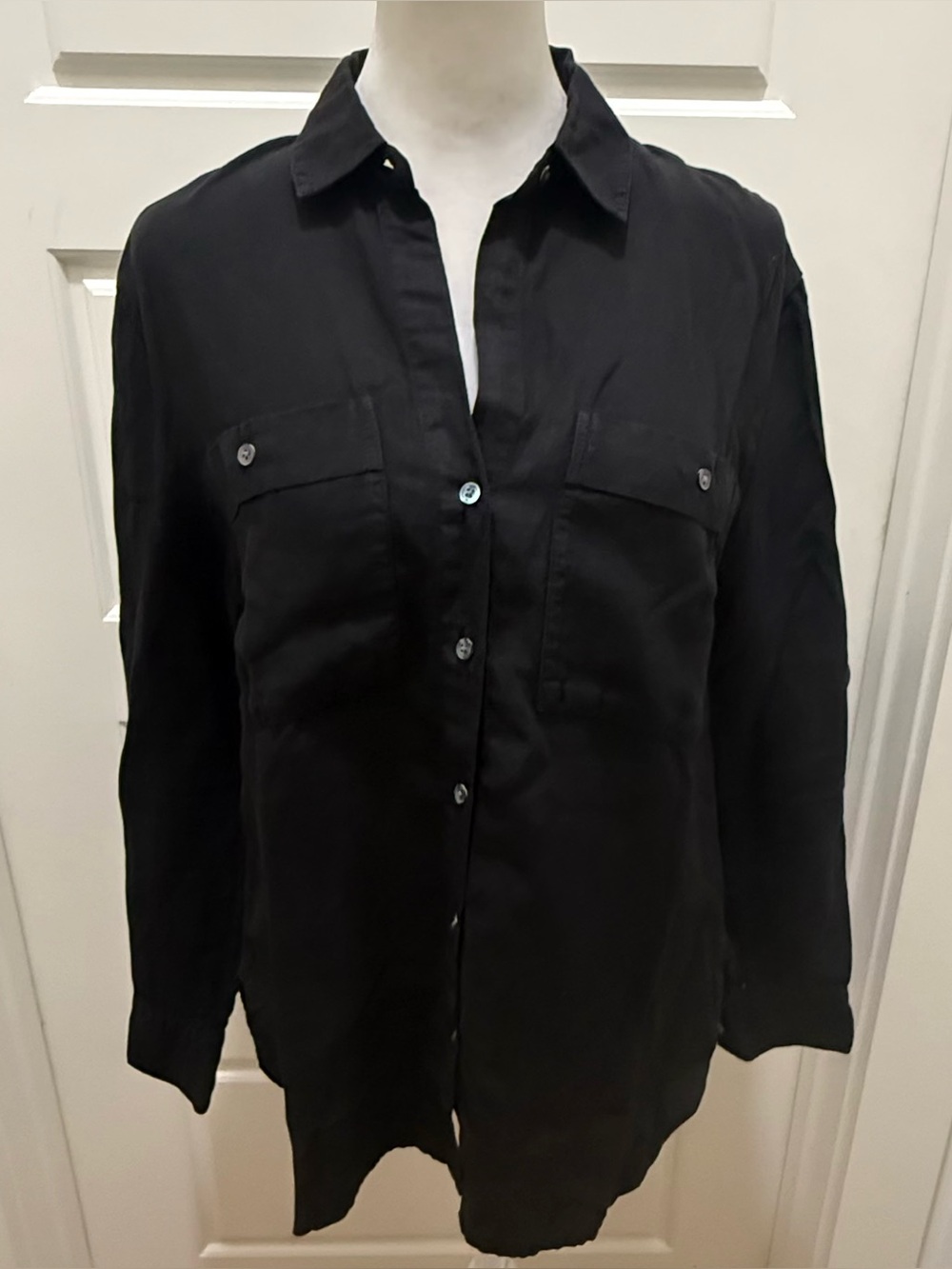 NWT. James Perse. Linen Blend Utility Button Down Shirt. Black. Size 0.